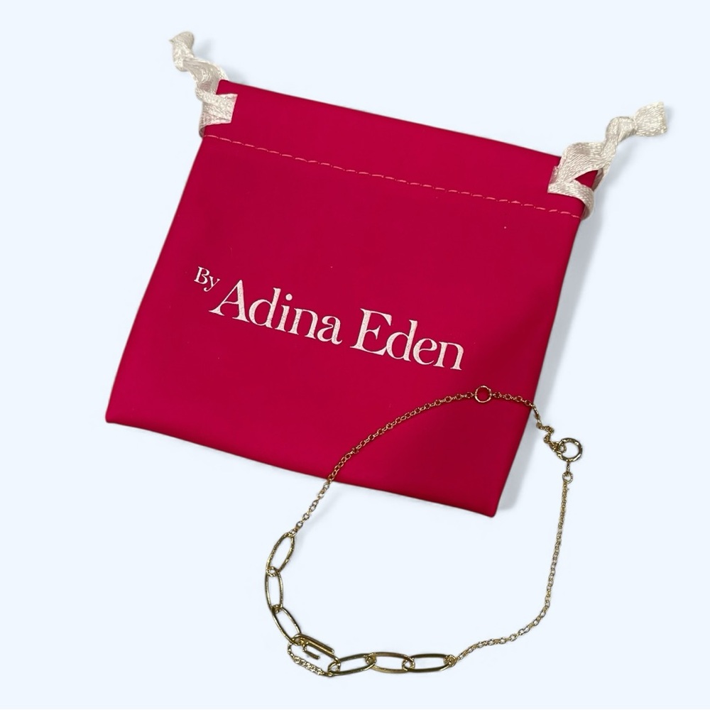 Adina Eden Pavé Safety Pin Paper Clip Bracelet - Picture 4 of 6
